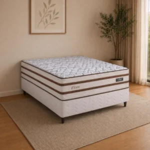 CJ BASE BOX/COLCHAO MOLAS ENSACADAS 138X188X76 DESIGN FIORE BEGE